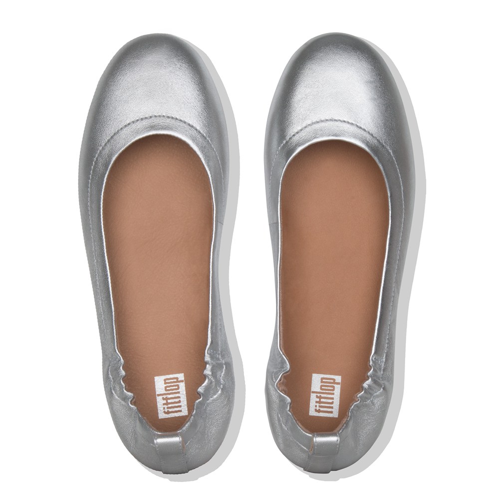 Fitflop Womens Ballet Flats - Allegro Soft Leather - Silver - 269-DPKEIZ